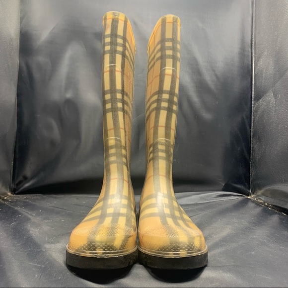 BURBERRY Haymarket Rain Boots Plaid Check Pattern - Picture 2 of 11